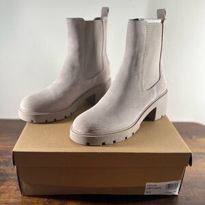 Listing for Steve Madden HAYLAN Grey Suede Boots (Size 9.5)